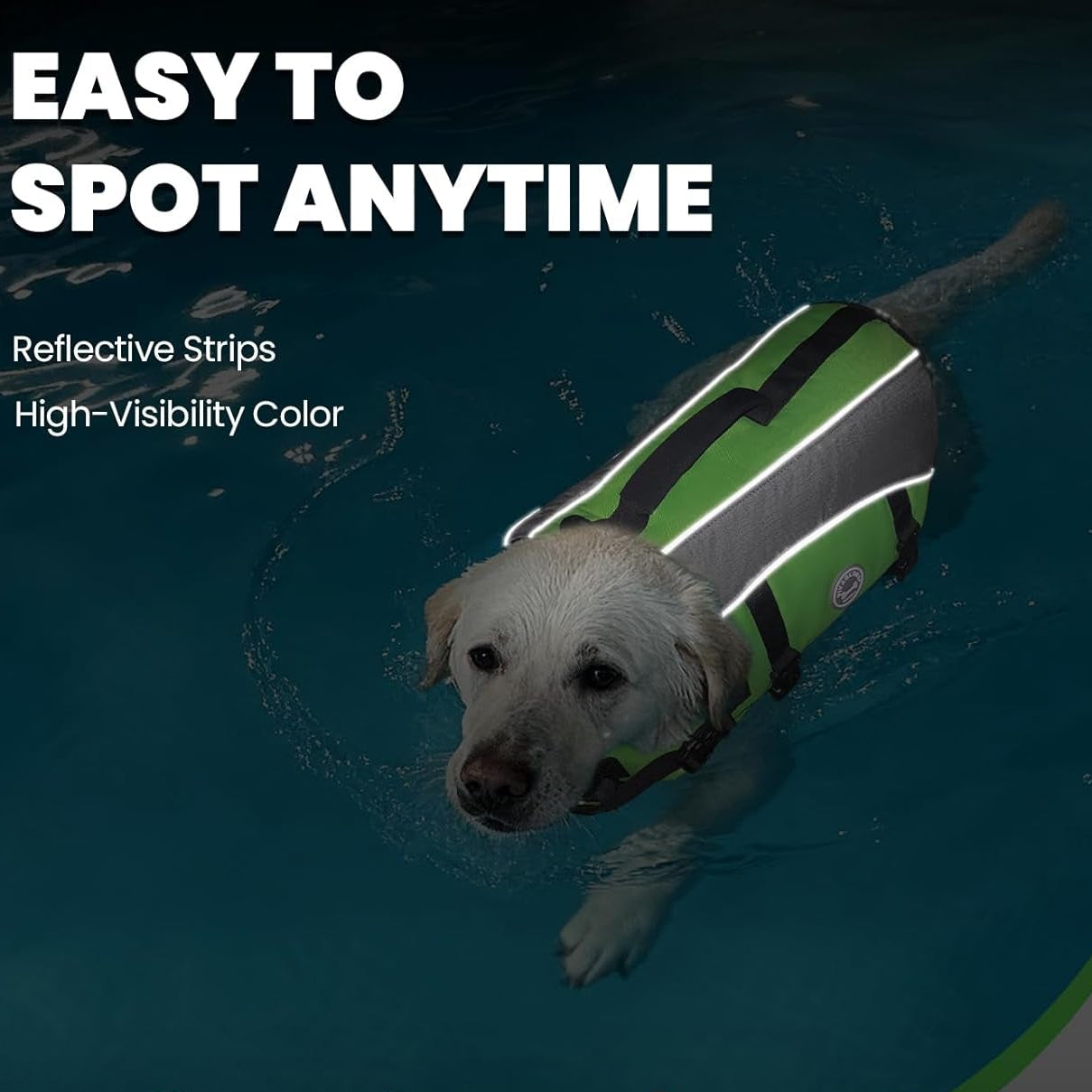 Dog Life Vest Front Float Dog Swim Vest, XXS, Bright Green | Life Jacket with Chin Float & Handle for Swimming & Boating, High Visibility Adjustable for Doggy Cat Puppy